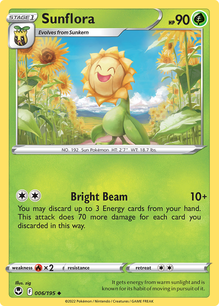 Sunflora - Reverse Holo - 006/195 - Silver Tempest