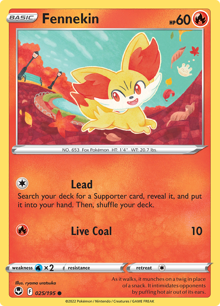 Fennekin - Reverse Holo - 025/195 - Silver Tempest