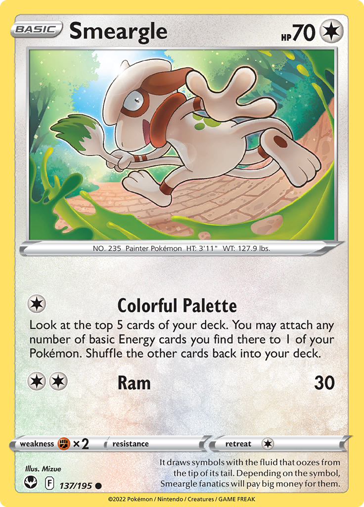 Smeargle - Reverse Holo - 137/195 - Silver Tempest