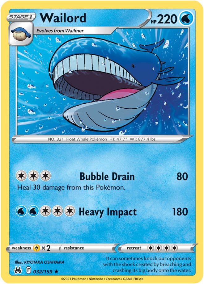 Wailord - Reverse Holo - 032/159 - Crown Zenith
