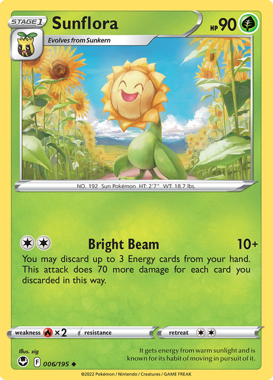 Sunflora - Reverse Holo - 006/195 - Silver Tempest
