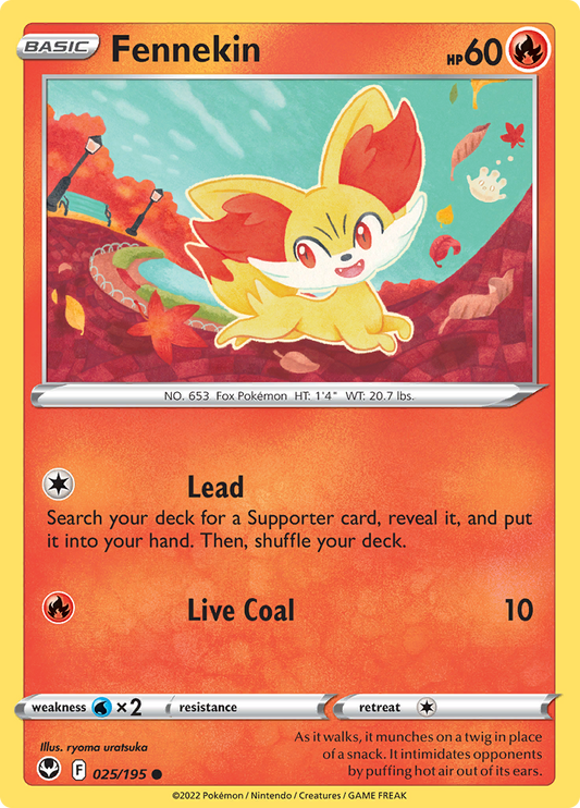 Fennekin - Reverse Holo - 025/195 - Silver Tempest